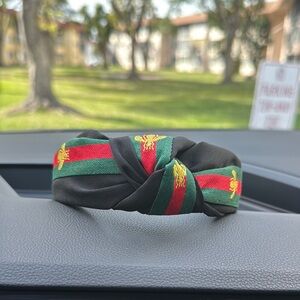 Black and Green Headband with Red Stripe